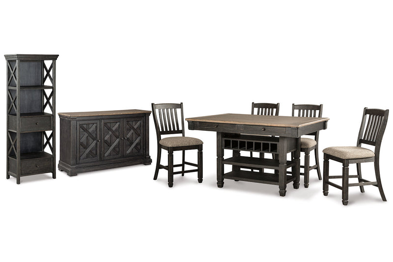 Tyler Creek Black/Grayish Brown Counter Height Table with 4 Barstools, Server and Display Cabinet -  Ashley - DMV Furniture