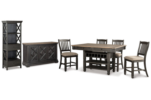 Tyler Creek Black/Grayish Brown Counter Height Table with 4 Barstools, Server and Display Cabinet -  Ashley - DMV Furniture