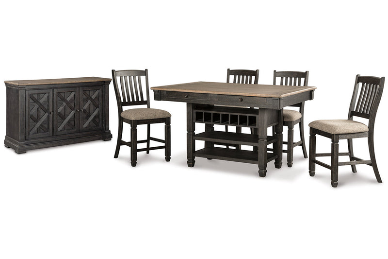 Tyler Creek Black/Grayish Brown Counter Height Dining Table and 4 Barstools with Server -  Ashley - DMV Furniture