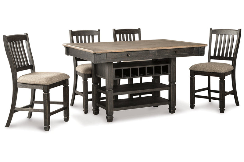 Tyler Creek Black/Grayish Brown Counter Height Dining Table and 4 Barstools with Server -  Ashley - DMV Furniture