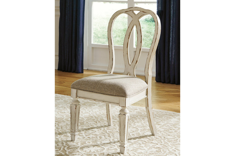 Realyn Chipped White Oval Dining Table and 6 Ribbon Back Chairs from Ashley - DMV Furniture