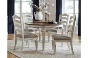Realyn Chipped White Oval Dining Table and 4 Ladder Back Chairs from Ashley - DMV Furniture