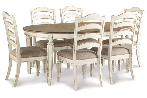 Realyn Chipped White Oval Dining Table and 6 Ladder Back Chairs from Ashley - DMV Furniture