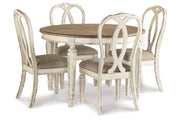 Realyn Chipped White Oval Dining Table and 4 Ribbon Back Chairs from Ashley - DMV Furniture
