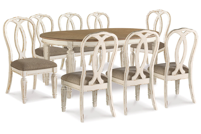 Realyn Chipped White Dining Table and 8 Chairs -  Ashley - DMV Furniture