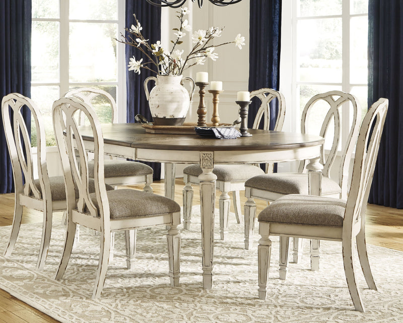 Realyn Dining Table and 6 Chairs with Storage in Chipped White from Ashley - DMV Furniture