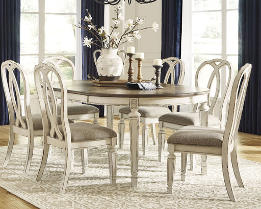 Realyn Dining Table and 6 Chairs with Storage in Chipped White from Ashley - DMV Furniture