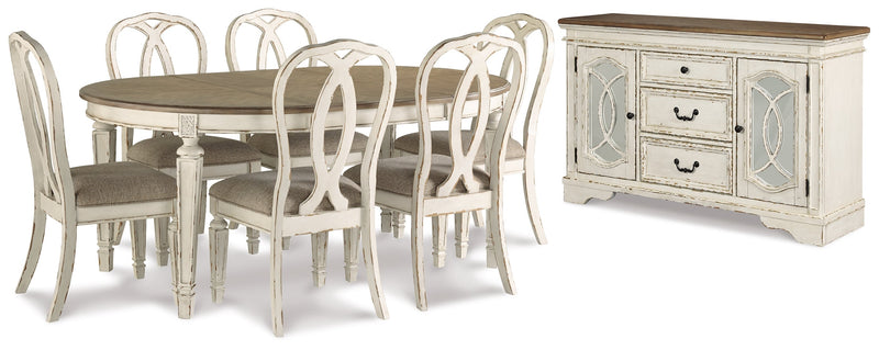 Realyn Dining Table and 6 Chairs with Storage in Chipped White from Ashley - DMV Furniture