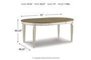 Realyn Chipped White Oval Dining Table and 4 Ribbon Back Chairs from Ashley - DMV Furniture
