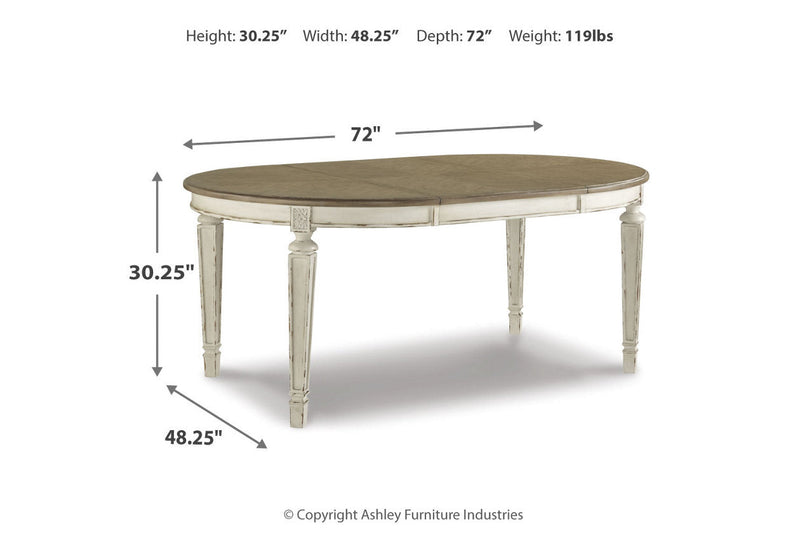 Realyn Chipped White Oval Dining Table and 6 Ribbon Back Chairs from Ashley - DMV Furniture