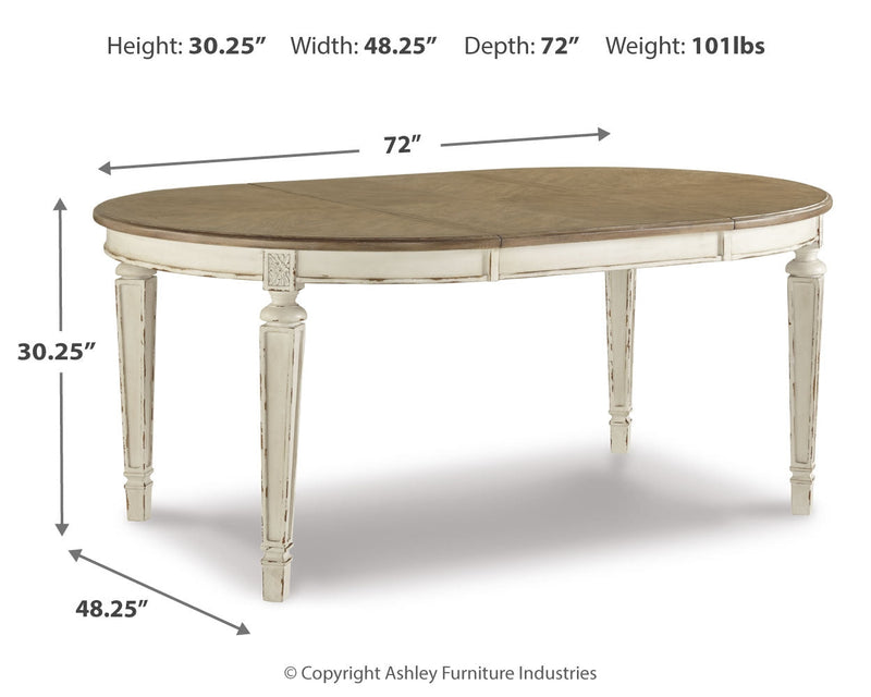 Realyn Chipped White Dining Table and 8 Ribbon Back Chairs from Ashley - DMV Furniture