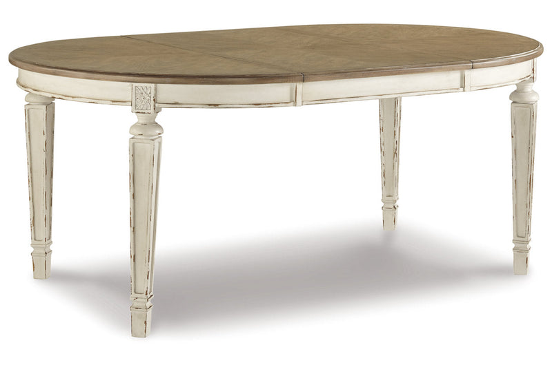 Realyn Chipped White Oval Dining Table and 6 Ribbon Back Chairs from Ashley - DMV Furniture
