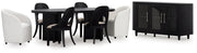 Rowanbeck Black Dining Table and 6 Chairs with Storage from Ashley - DMV Furniture