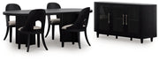 Rowanbeck Black Dining Table and 4 Chairs with Storage in Black from Ashley - DMV Furniture