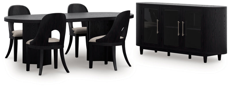 Rowanbeck Black Dining Table and 4 Chairs with Storage in Black from Ashley - DMV Furniture