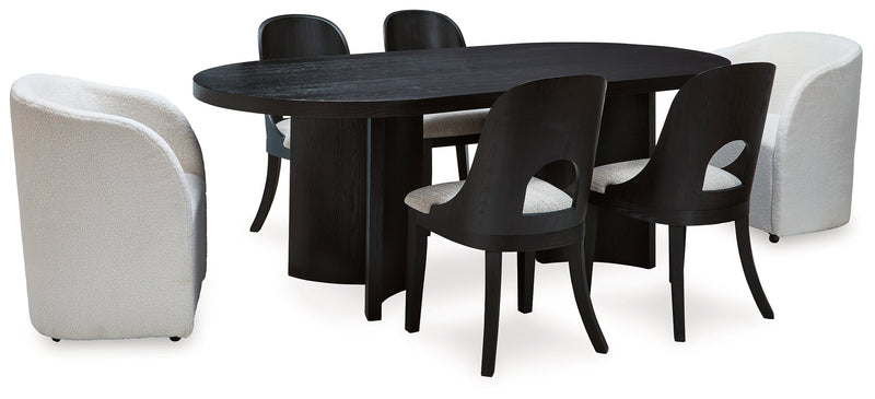 Rowanbeck Black Dining Table, 2 Arm Chairs and 4 Side Chairs from Ashley - DMV Furniture
