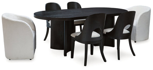 Rowanbeck Black Dining Table, 2 Arm Chairs and 4 Side Chairs from Ashley - DMV Furniture