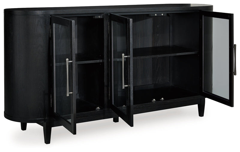 Rowanbeck Dining Table and 4 Chairs with Dining Server in Black from Ashley - DMV Furniture