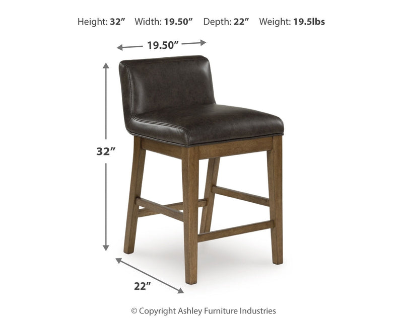 Cabalynn Counter Height Dining Table and 6 Barstools with Storage in Light Brown from Ashley - DMV Furniture