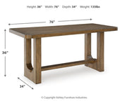 Cabalynn Counter Height Dining Table and 6 Barstools with Storage in Light Brown from Ashley - DMV Furniture