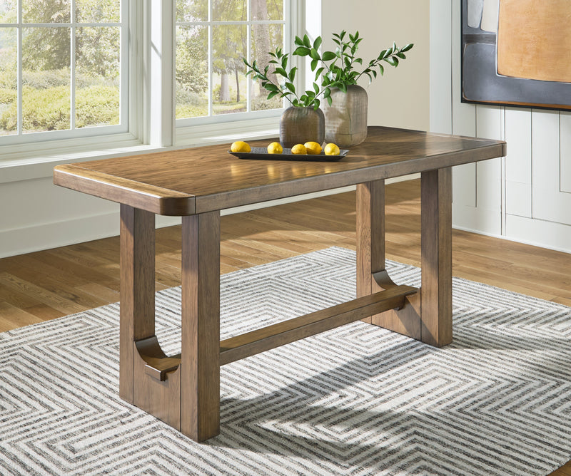 Cabalynn Counter Height Dining Table and 6 Barstools with Storage in Light Brown from Ashley - DMV Furniture