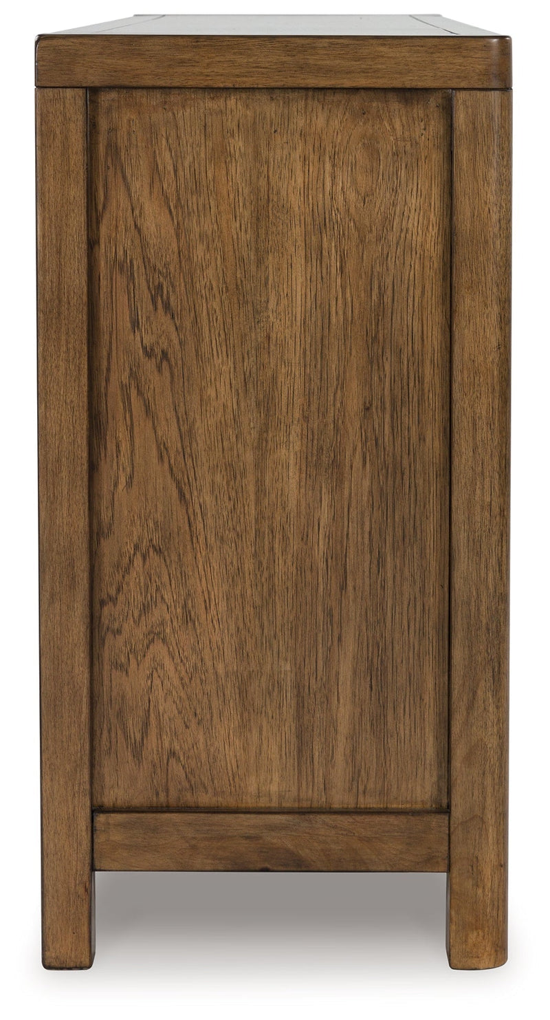 Cabalynn Counter Height Dining Table and 6 Barstools with Storage in Light Brown from Ashley - DMV Furniture