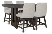 Burkhaus Dark Brown Counter Height Dining Table and 4 Barstools -  Ashley - DMV Furniture