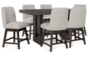 Burkhaus Dark Brown Counter Height Dining Table and 6 Barstools -  Ashley - DMV Furniture