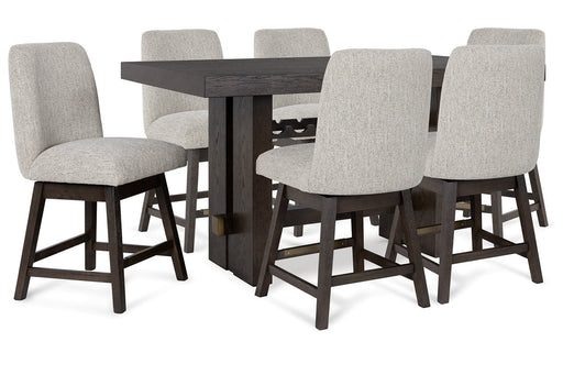 Burkhaus Dark Brown Counter Height Dining Table and 6 Barstools -  Ashley - DMV Furniture