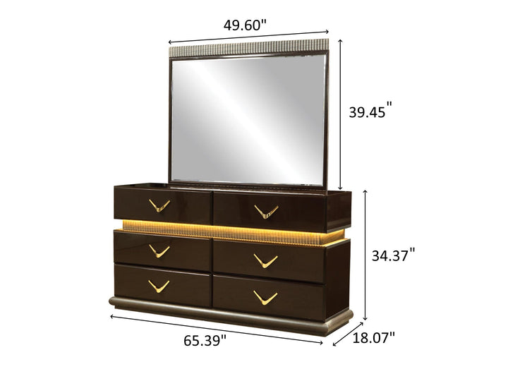 Dunhill 65.4" Wide 6 Drawer Dresser With Mirror