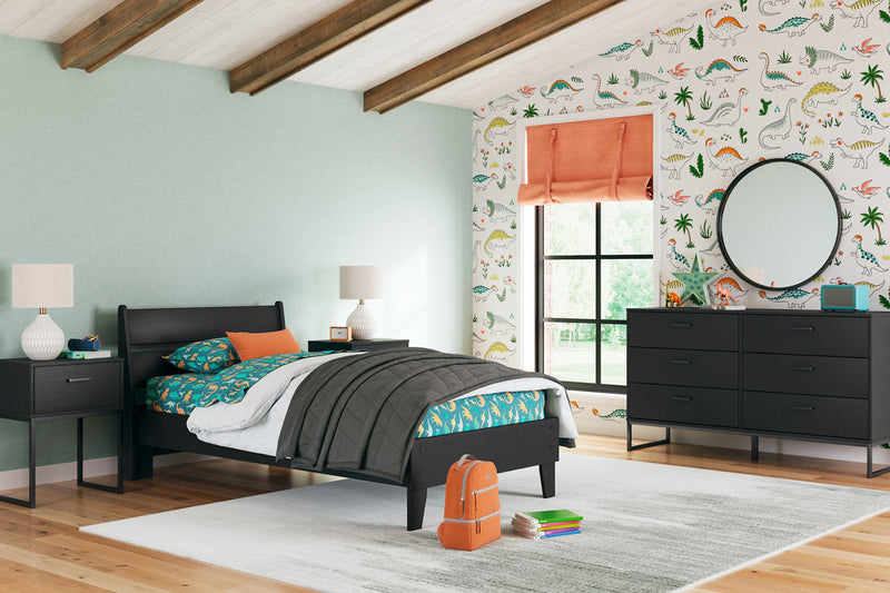 Socalle Black Twin Panel Platform Bed from Ashley - DMV Furniture