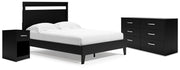 Finch Black Queen Panel Platform Bed with Dresser and Nightstand from Ashley - DMV Furniture