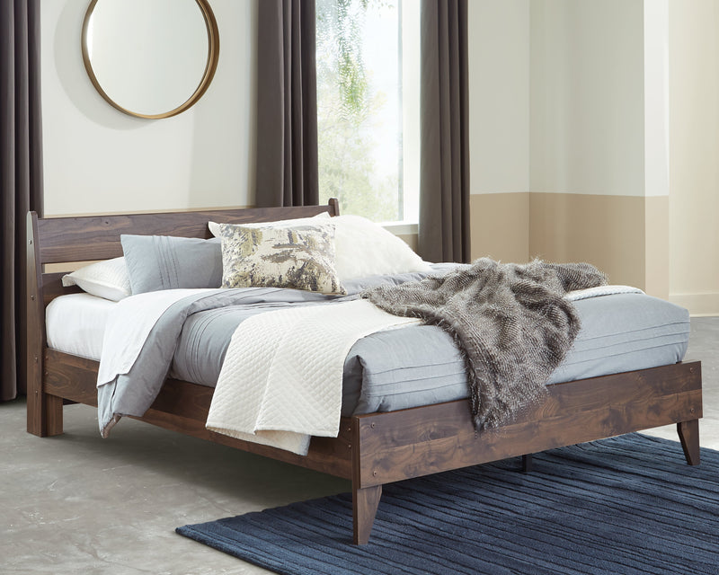 Calverson Mocha Queen Panel Platform Bed with Dresser and Nightstand from Ashley - DMV Furniture