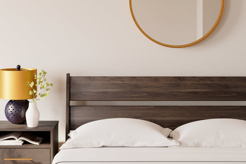 Calverson Mocha Queen Panel Platform Bed with Dresser and Nightstand from Ashley - DMV Furniture