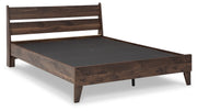 Calverson Mocha Queen Panel Platform Bed with Dresser and Nightstand from Ashley - DMV Furniture