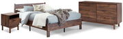 Calverson Mocha Queen Panel Platform Bed with Dresser and Nightstand from Ashley - DMV Furniture