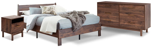 Calverson Mocha Queen Panel Platform Bed with Dresser and Nightstand from Ashley - DMV Furniture