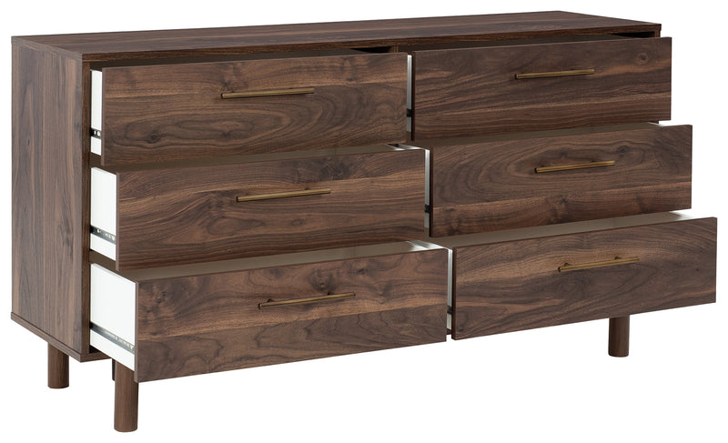 Calverson Mocha Queen Panel Platform Bed with Dresser and Nightstand from Ashley - DMV Furniture