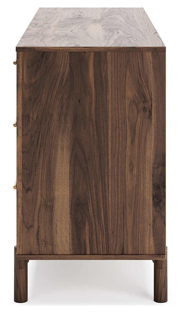 Calverson Mocha Queen Panel Platform Bed with Dresser and Nightstand from Ashley - DMV Furniture