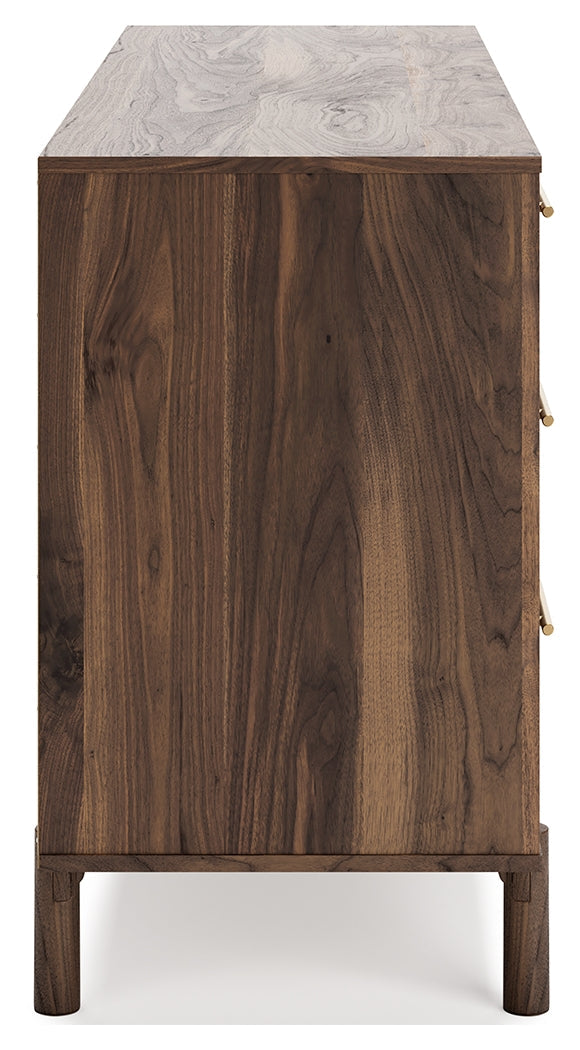 Calverson Mocha Queen Panel Platform Bed with Dresser and Nightstand from Ashley - DMV Furniture