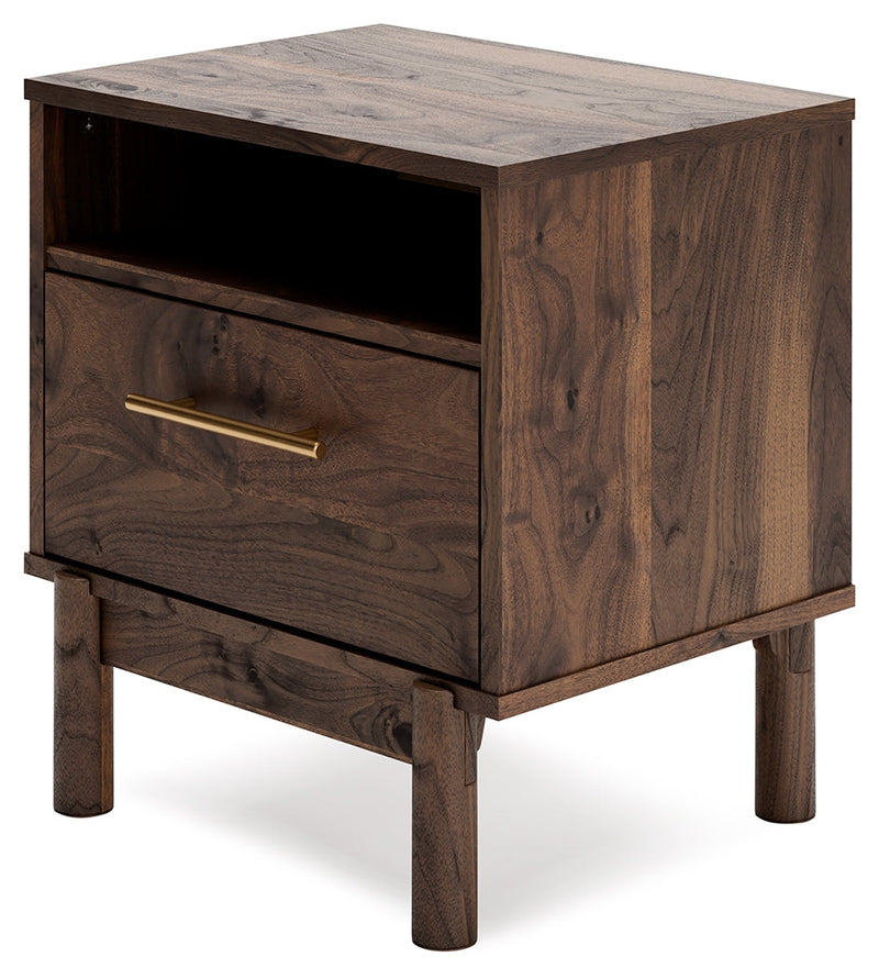 Calverson Mocha Queen Panel Platform Bed with Dresser and Nightstand from Ashley - DMV Furniture