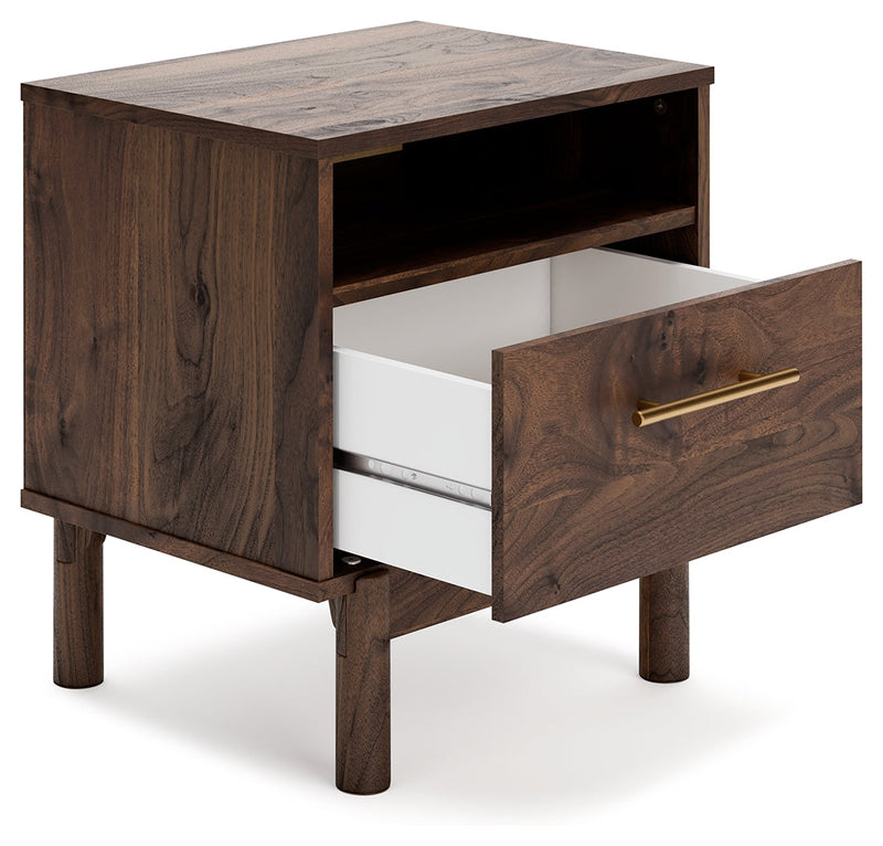 Calverson Mocha Queen Panel Platform Bed with Dresser and Nightstand from Ashley - DMV Furniture