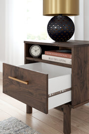Calverson Mocha Queen Panel Platform Bed with Dresser and Nightstand from Ashley - DMV Furniture