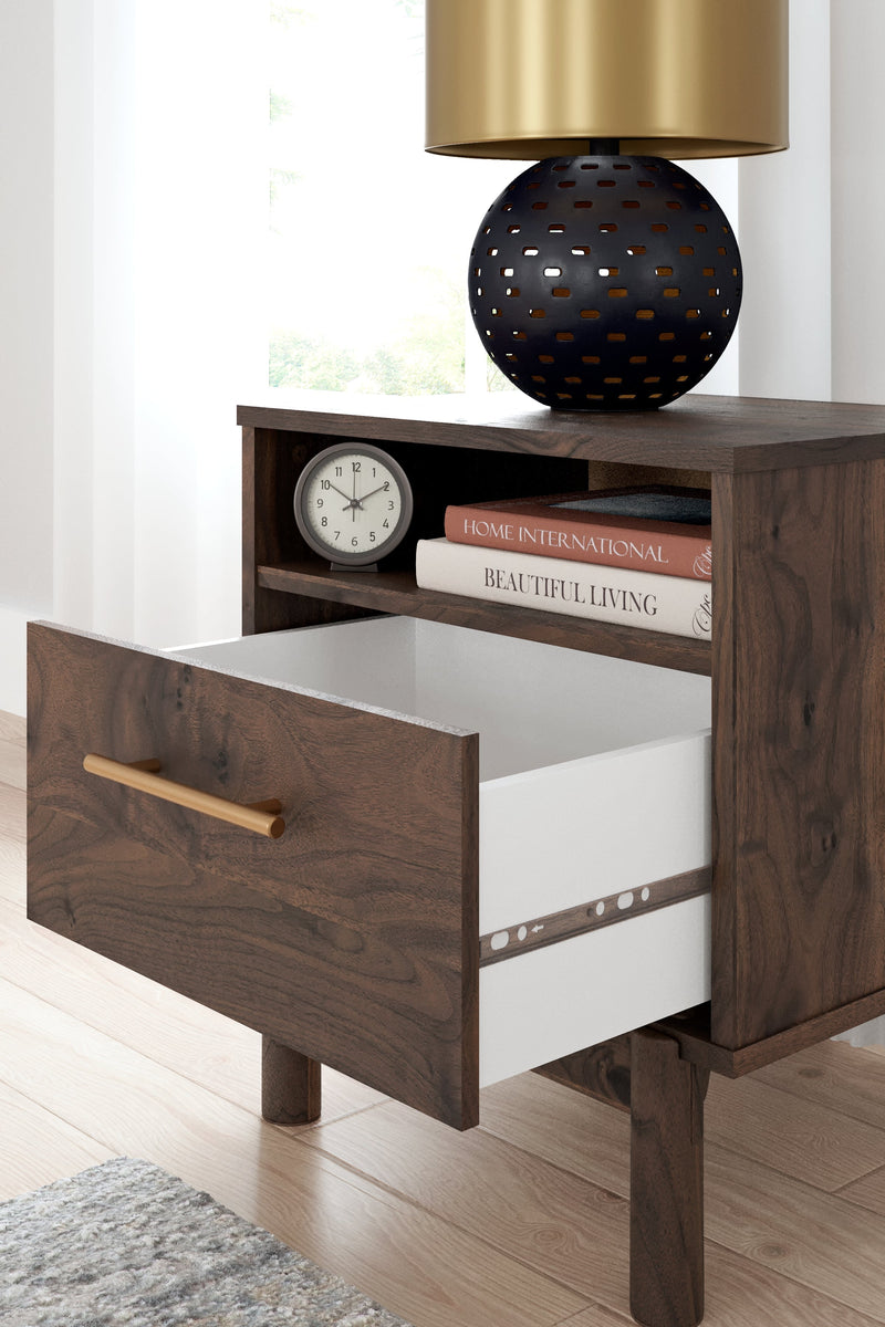 Calverson Mocha Queen Panel Platform Bed with Dresser and Nightstand from Ashley - DMV Furniture