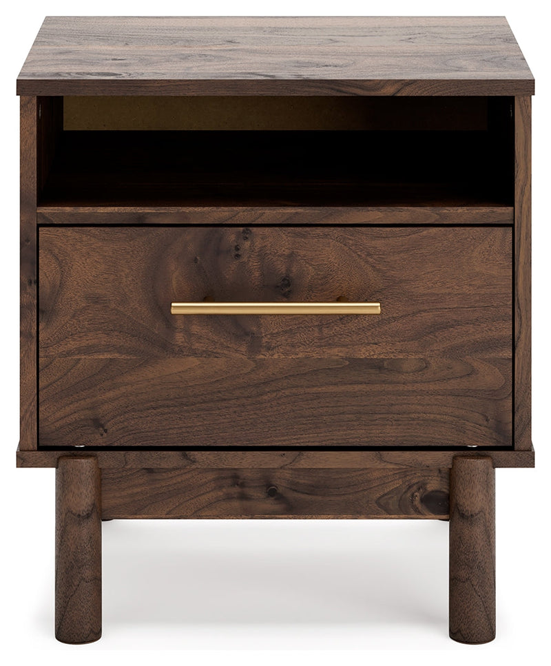 Calverson Mocha Queen Panel Platform Bed with Dresser and Nightstand from Ashley - DMV Furniture