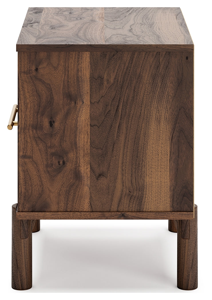 Calverson Mocha Queen Panel Platform Bed with Dresser and Nightstand from Ashley - DMV Furniture