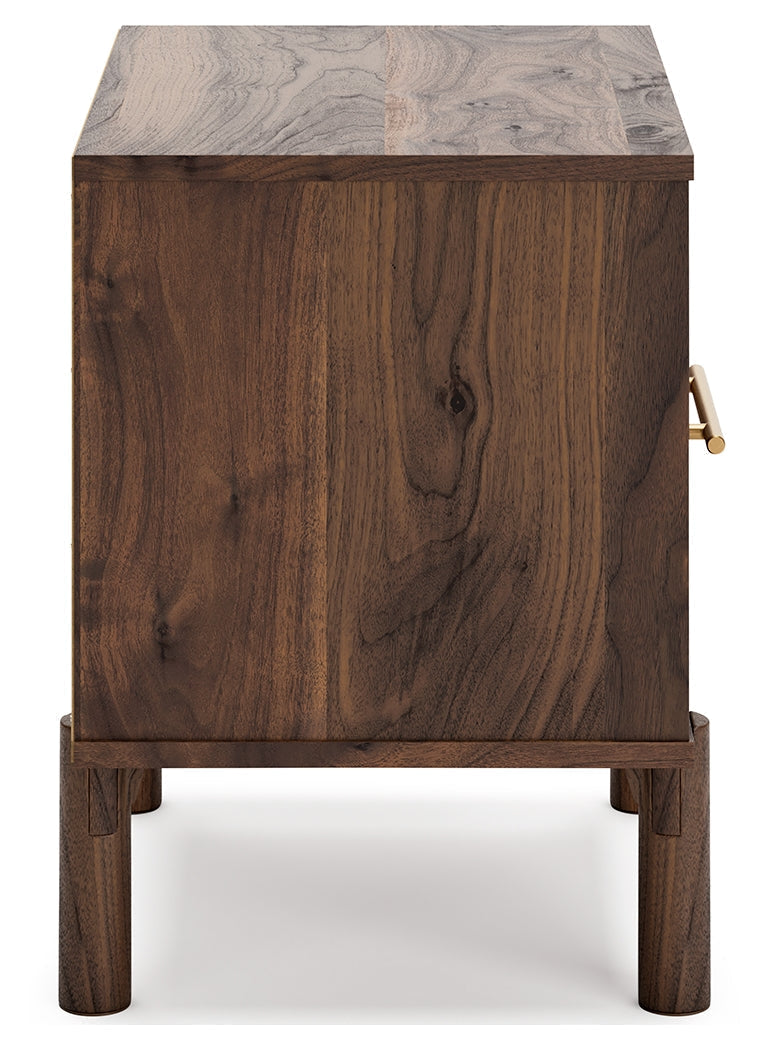 Calverson Mocha Queen Panel Platform Bed with Dresser and Nightstand from Ashley - DMV Furniture