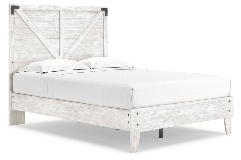 Shawburn White/Dark Charcoal Gray Full Crossbuck Panel Platform Bed from Ashley - DMV Furniture