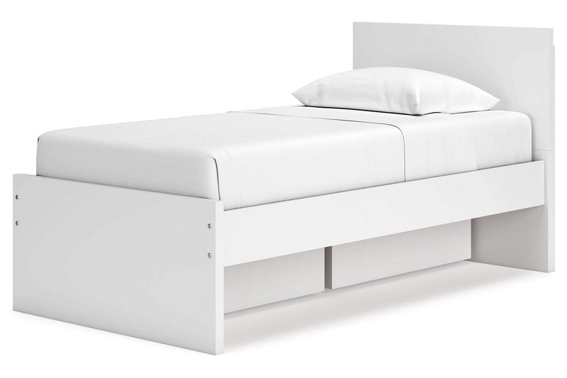 Onita White Twin Panel Platform Bed with 1 Side Storage from Ashley - DMV Furniture