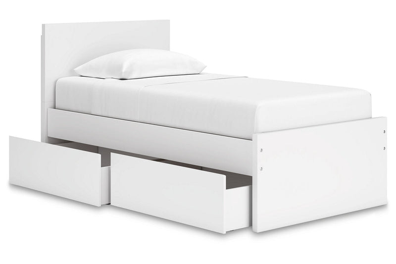 Onita White Twin Panel Platform Bed with 1 Side Storage from Ashley - DMV Furniture